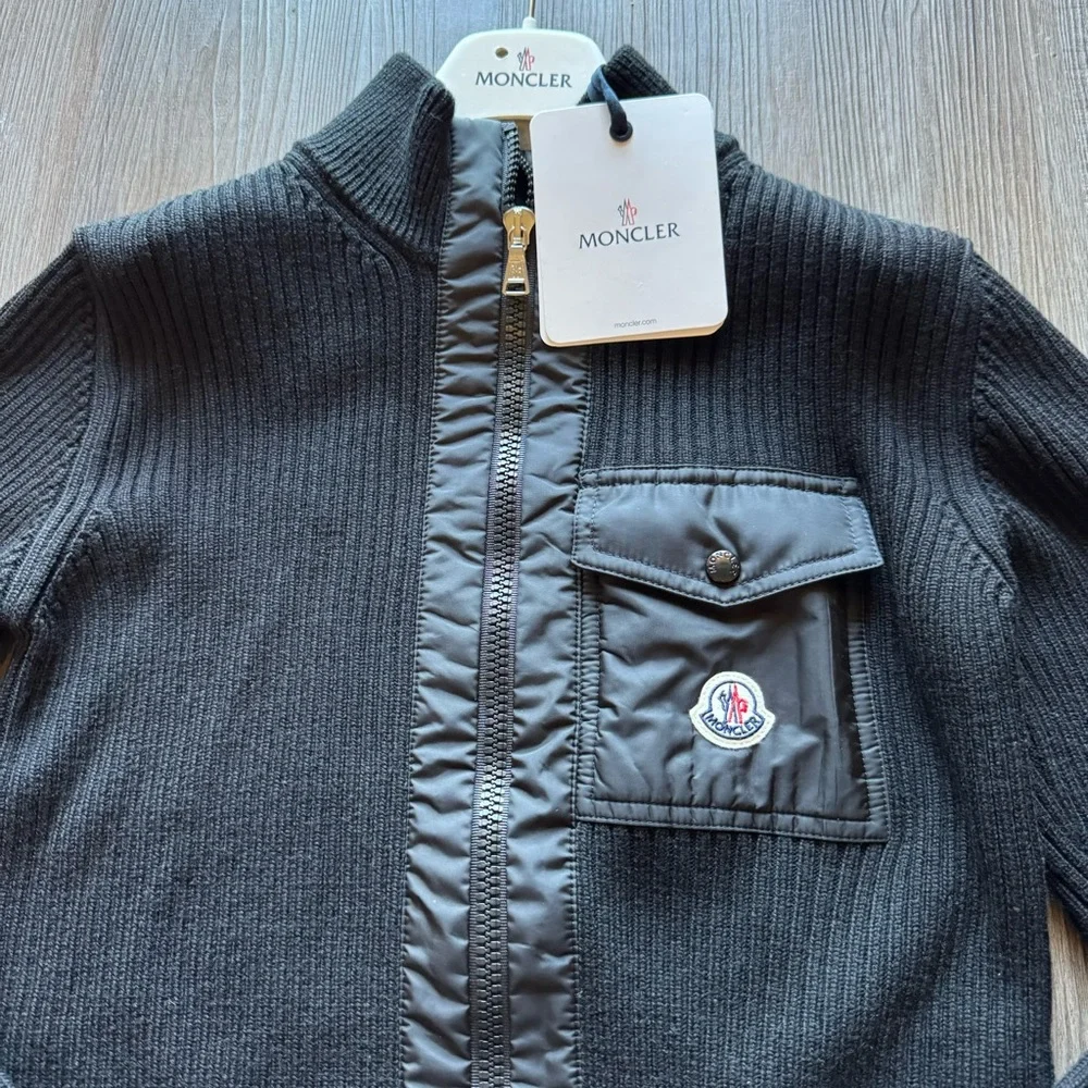 Moncler Cardigan Tricot Black Zip Up Sweater